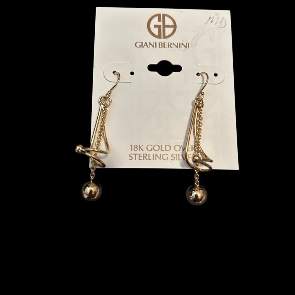 GIANI BERNINI 18K Gold Over Sterling Silver Ball Drop Earrings NWT